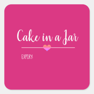 Cake in een Roze Jar-script Vierkante Sticker