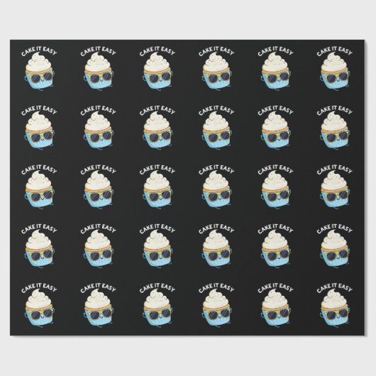 Cake It Easy Funny Cupcake Pun Donker BG Cadeaupapier (Vlak)