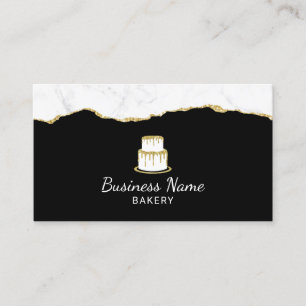 Cake Logo bakkerij Pastry Chef Trendy Black & Gold Visitekaartje