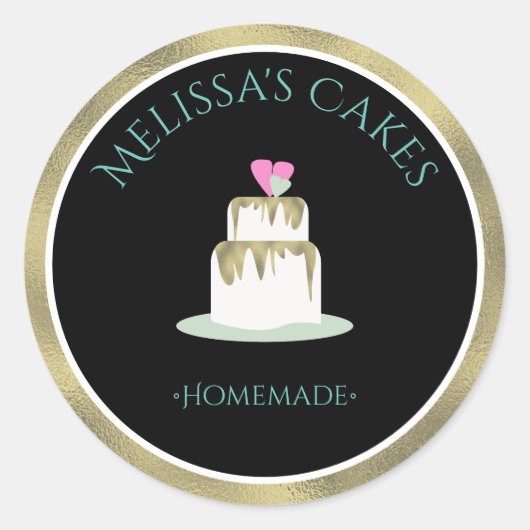 Cake Logo Stickers Zelfgemaakte Bakkerij Bruiloft  (Voorkant)