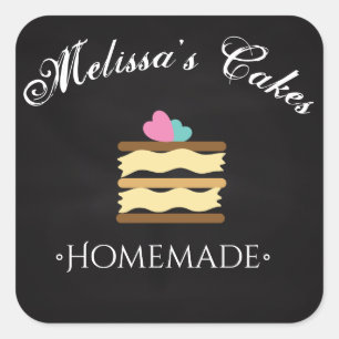 Cake Logo Stickers Zelfgemaakte Bakkerij Chalkboar