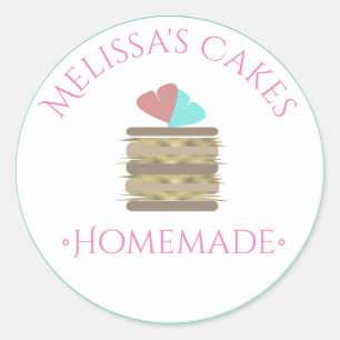 Cake Logo Stickers Zelfgemaakte Bakkerij Faux Gold
