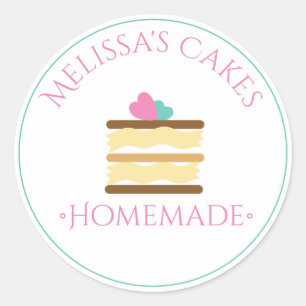 Cake Logo Stickers Zelfgemaakte Bakkerij Slice of 