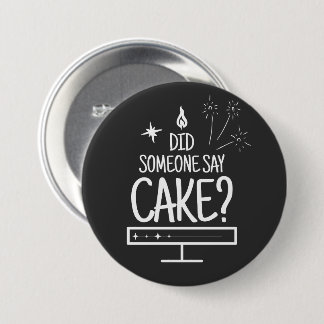 Cake Lover Quote Minimal White Typography Black Ronde Button 7,6 Cm
