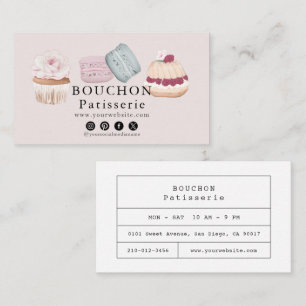 Cake Macaron Cupcake Roze Social Media Bakkerij Visitekaartje