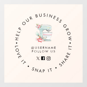 Cake mixer Bakery Social media volgen Raamsticker