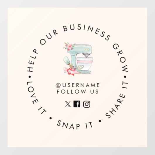 Cake mixer Bakery Social media volgen Raamsticker (Vel)
