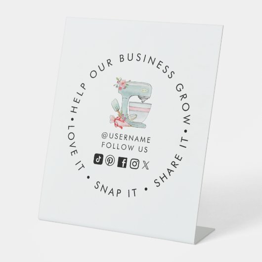 Cake mixer Bakery Social media volgen Reclamebord Met Voetstuk (Voorkant)