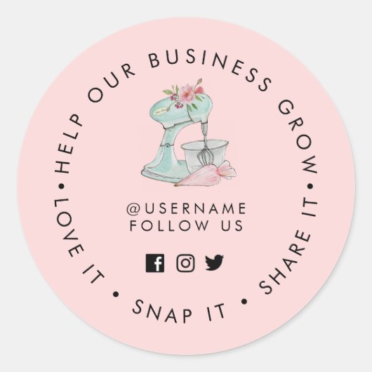 Cake mixer Bakery Sociale media volgen Ronde Sticker (Voorkant)