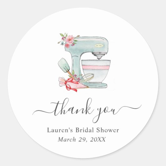 Cake Mixer Bruidscadeau Bedankt stickers (Voorkant)