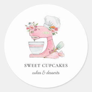 Cake mixer met chef's pet Bakkerij Ronde Sticker