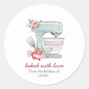 Cake mixer & spuitzak "Gebakken met liefde" Ronde Sticker