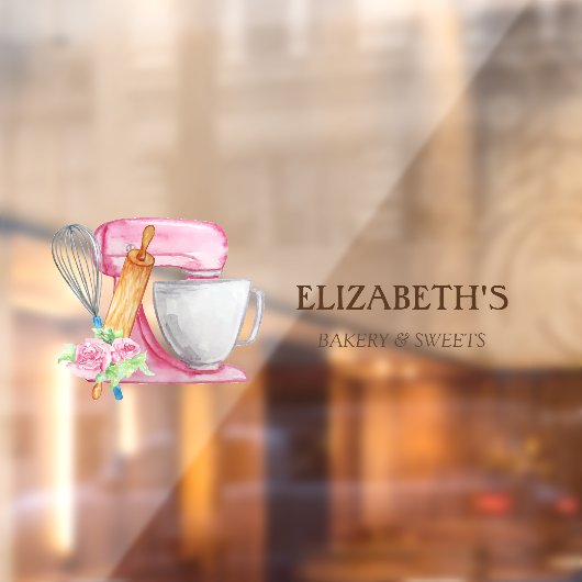 Cake Mixer, Whisk, Rolling Pin Bakery Flowers Raamsticker (Vel 2)