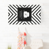 Cake Monogram Logo met Mod Stripe Pattern Bakkerij Spandoek (Insitu)