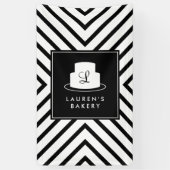 Cake Monogram Logo met Mod Stripe Pattern Bakkerij Spandoek (Verticaal)