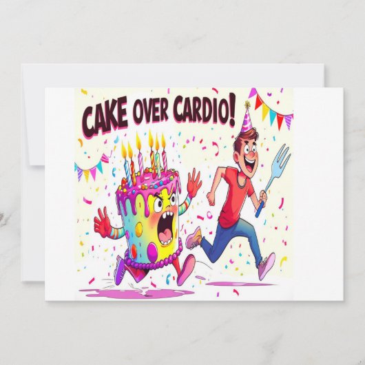 Cake Over Cardio Grappige Verjaardag Kaart (Voorkant)