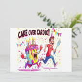 Cake Over Cardio Grappige Verjaardag Kaart (Staand voorkant)