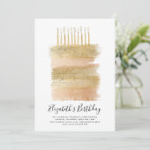 Cake Party Nodig Gouden Sparkly Meisjes 10e Verjaa Kaart (Staand voorkant)