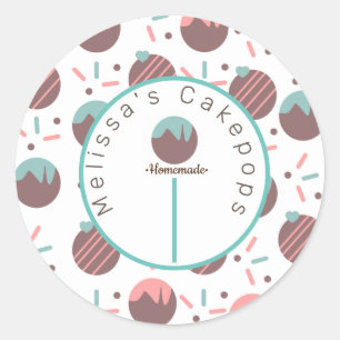 Cake Pop Logo Zelfgemaakte Bakkerij Sprinkles Ronde Sticker