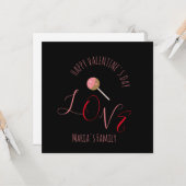 Cake Pop Valentijnsdag Roze Rood Script Hart Card Kaart (Voorkant / Achterkant in situ)