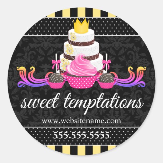 Cake Poppen Cupcake Bakkerij Box Seals Ronde Sticker (Voorkant)