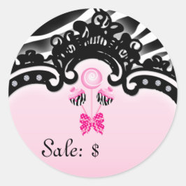 Cake Poppen Sticker Prijs Label Sale Zebra Roze Zw