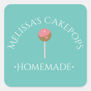 Cake Pops Logo Stickers Thuis Bakkerij Teal