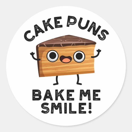 Cake Puns Bake me Smile Funny Baking Pun Ronde Sticker (Voorkant)