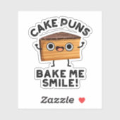 Cake Puns Bake me Smile Funny Baking Pun Sticker (Vel)