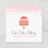 Cake QR Code Roze Ombre Sprinkles Pastry Chef Chic Vierkante Visitekaartje (Voorkant)