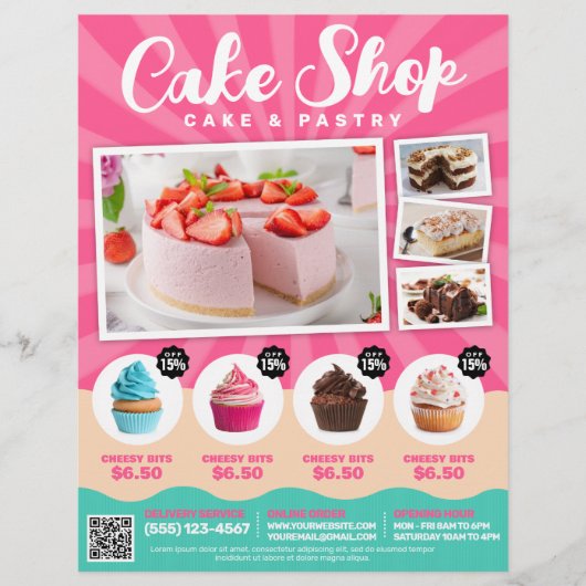 Cake Shop / Bakkerij / Snoepgoed - (Sjabloon) Flyer (Voorkant)