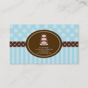 Cake Shop Blue Polka Dot Stripes Visitekaartjes