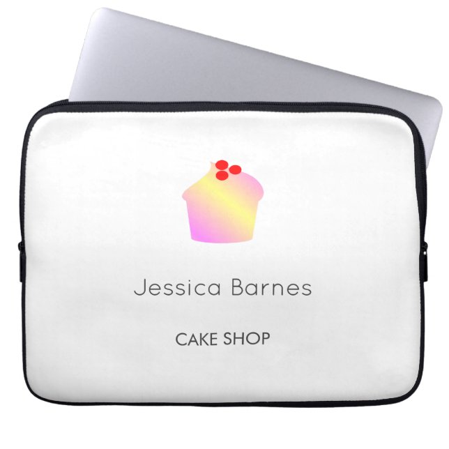 Cake shop cupcake silhouet white laptop sleeve (Voorkant)