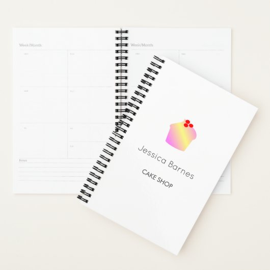 Cake shop cupcake silhouet white planner (Display)