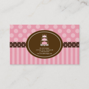 Cake Shop Pink Polka Dot Stripes Visitekaartjes