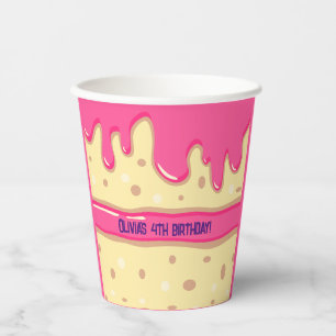 Cake slice cartoon lief kids verjaardagsfeestje papieren bekers