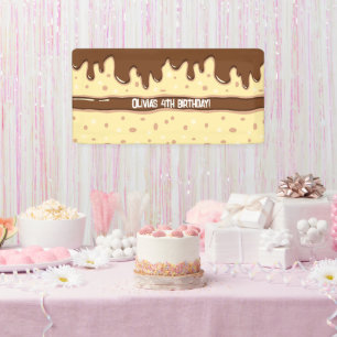 Cake slice cartoon lief kids verjaardagsfeestje spandoek