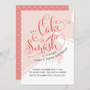 Cake Smash Birthday Invitation, meisjeskaart Kaart