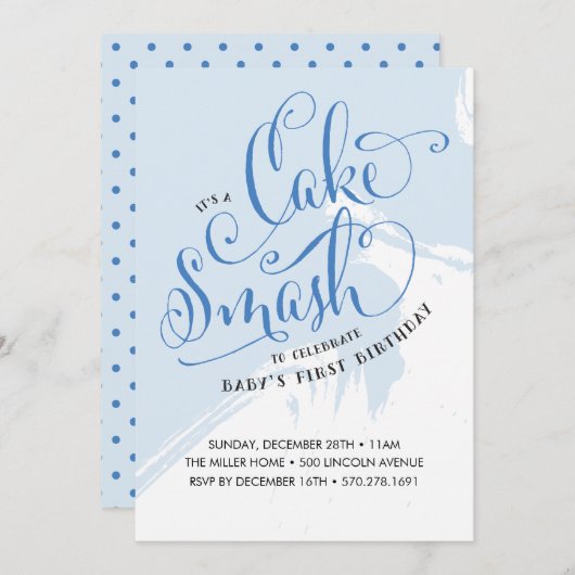 Cake Smash Birthday Uitnodiging, Jongen Kaart (Voorkant / Achterkant)