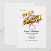 Cake Smash verjaardagsfeestje Kaart (Voorkant / Achterkant)