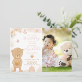 Cake Teddy Anniversaire Invitation Avec photo (Debout devant)