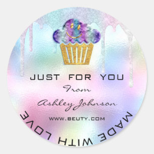 Cake Thuis Bakkerij Snoepjes Muffins Logo Glimlach Ronde Sticker