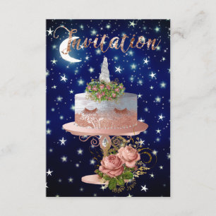 Cake Unicorn Roos Gold Blue Navy Sterrennacht Kaart
