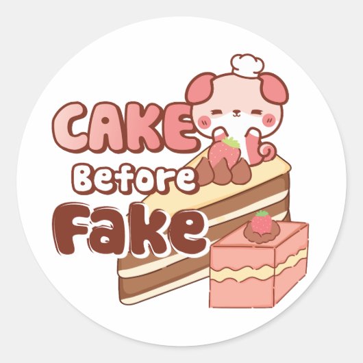 Cake voor Fake Puffi Ronde Sticker (Voorkant)