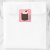 Cake with Cherry on Top Vierkante Sticker (Tas)