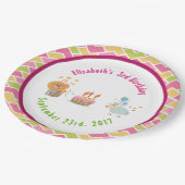 Cake with Party Lion and Balloon Birthday Papieren Bordje (Gekanteld)