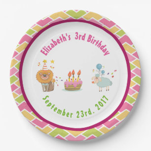Cake with Party Lion and Balloon Birthday Papieren Bordje