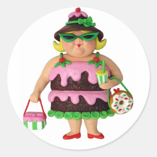 Cake Woman Ronde Sticker (Voorkant)