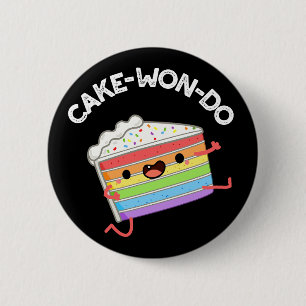 Cake-won-do Funny Taekwondo Cake Pun Dark BG Ronde Button 5,7 Cm