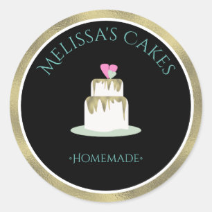 Cakelogo-stickers Thuisbakkers Huwelijkstrappen Ronde Sticker